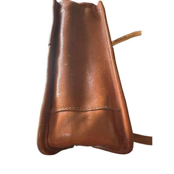 Brighton Tan Leather Shoulder Bag With Croc-Embossed Accent & Silver Hardware - Picture 9 of 12